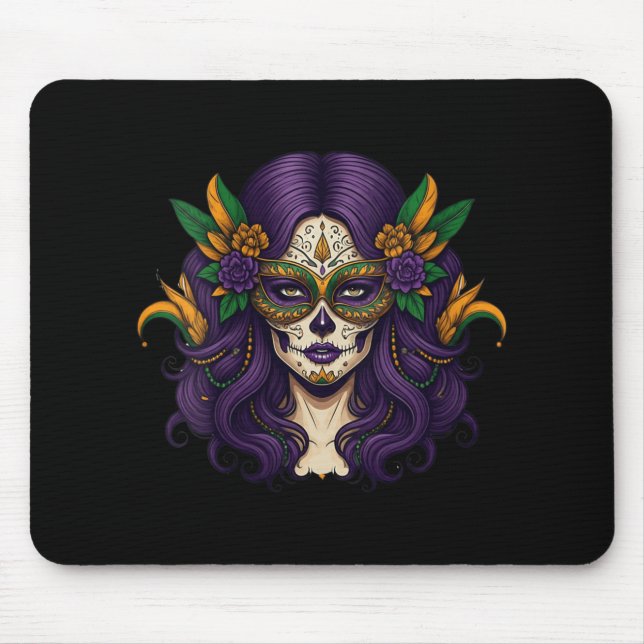 Mousepad Womens Mardi Gras Costume Women Sugar Skull Carniv (Frente)