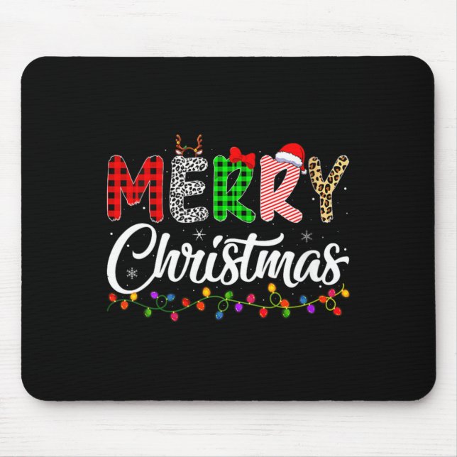 Mousepad Womens Merry Christmas Lights Santa Family Xmas Pa (Frente)