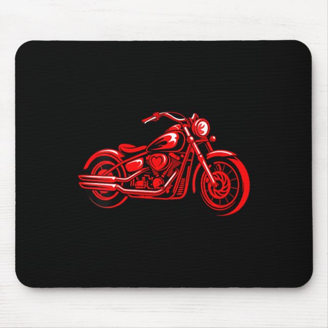 Mousepad Women's Motorcycle Heart Biker Valentines Day Ride (Frente)