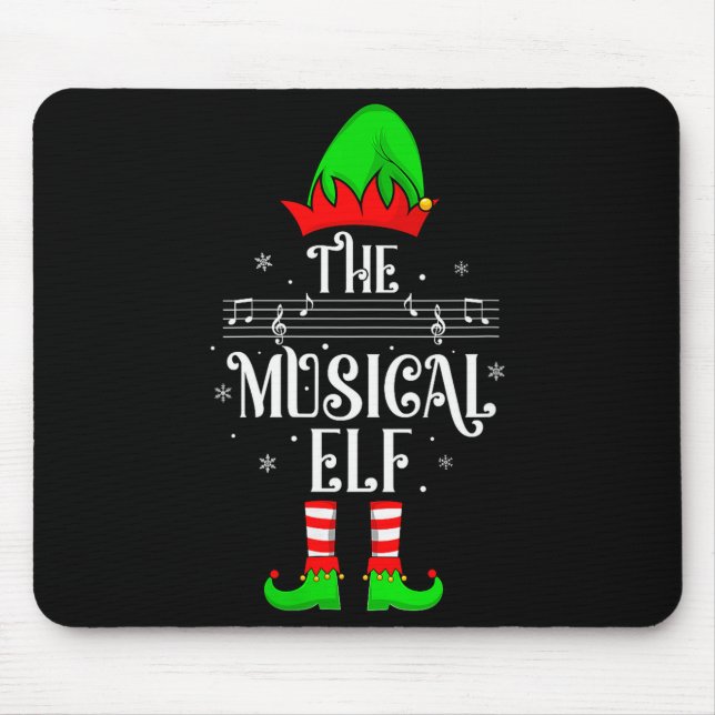 Mousepad Womens Musical Elf Xmas Christmas Matching Family  (Frente)