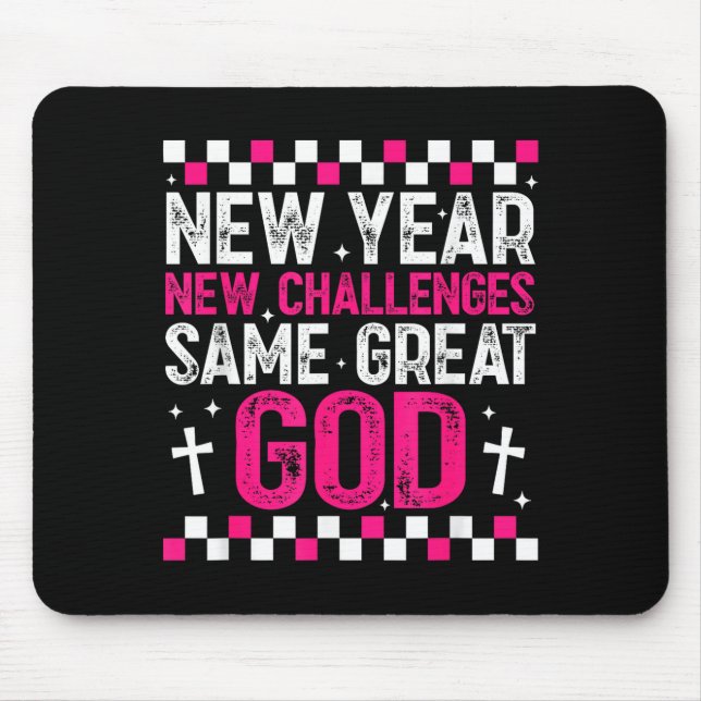 Mousepad Womens New Year New Challenges Same Great God 2026 (Frente)