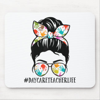 Mousepad Womens Nn Daycare Teacher Life Messy Bun Mom Woman