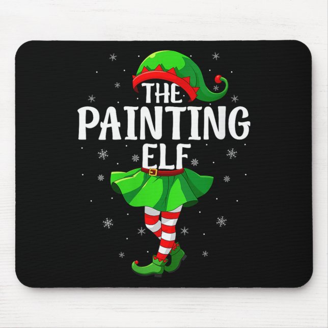 Mousepad Womens Painting Elf Christmas Girls Women Elf Squa (Frente)