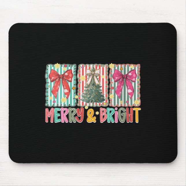 Mousepad Womens Preppy Coquette Bow Christmas Tree Merry An (Frente)