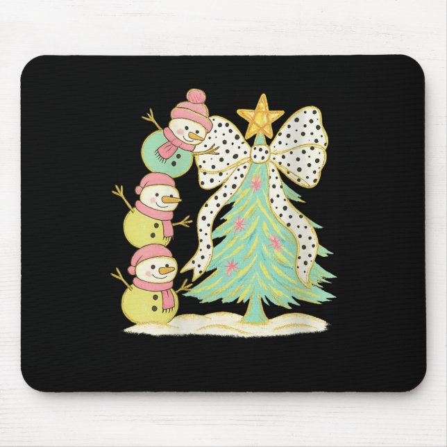 Mousepad Womens Preppy Coquette Christmas Snowm 2025 Funny  (Frente)