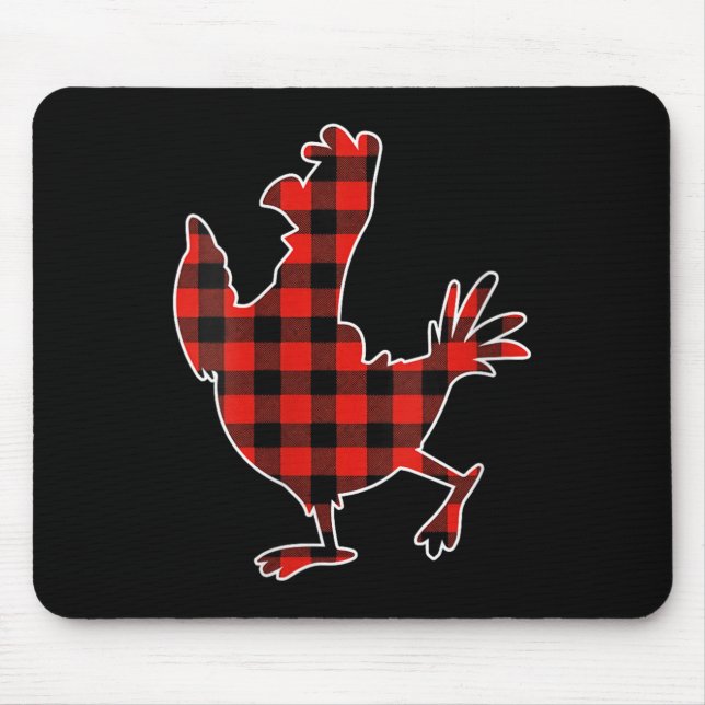 Mousepad Womens Red Buffalo Plaid Pajama Chicken Merry Chri (Frente)