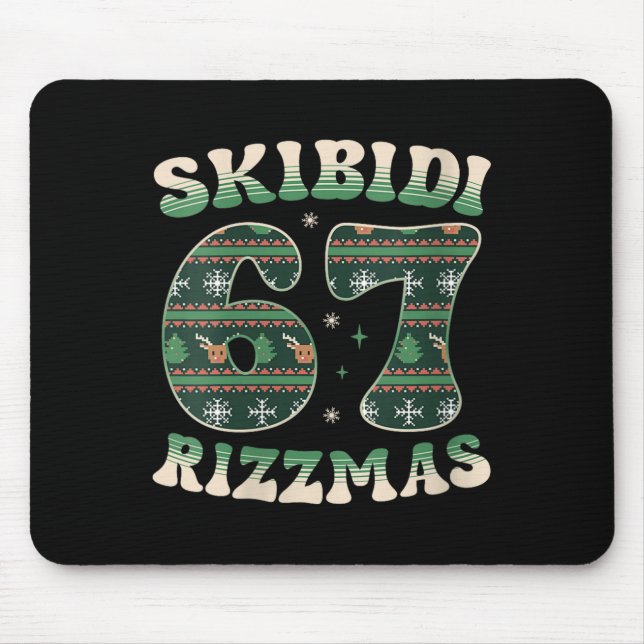 Mousepad Womens Skibidi Rizzmas 67 Six Seven Meme Ugly Chri (Frente)