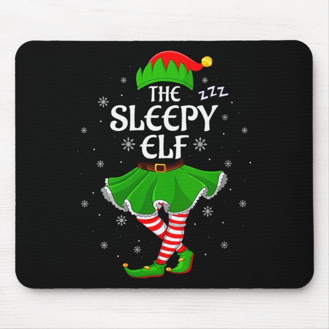 Mousepad Womens Sleepy Elf Christmas Family Girls Women Elf (Frente)