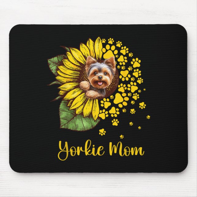 Mousepad Womens Sunflower Yorkie Mom Dog Lover  (Frente)
