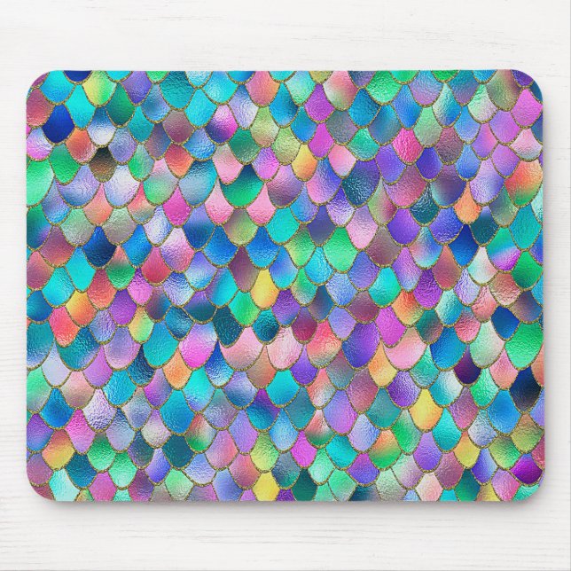 Mousepad Wonky Rainbow Glitter Metal Scales de Sereia (Frente)