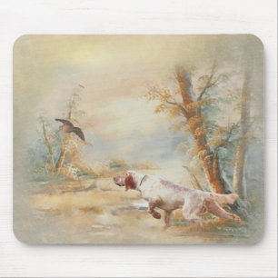 Mousepad Woodcock Hunting com English Setter em floresta, A