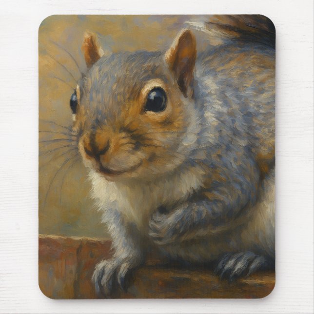 Mousepad Woodland Whimsy - Retrato Realista de Esquilo (Frente)