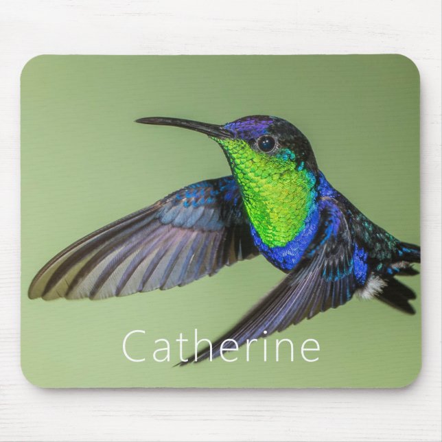 Mousepad Woodnymph Hummingbird em nome pessoal de voo (Frente)
