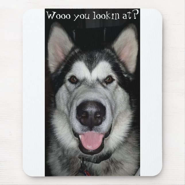 Mousepad Wooo você lookin em? Almofada de rato do Malamute (Frente)