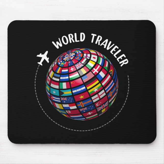Mousepad World Traveler Map, World Flags Traveler, Countrie (Frente)