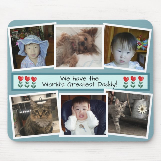 Mousepad Worlds Greatest Daddy - Six Photo Template (Frente)
