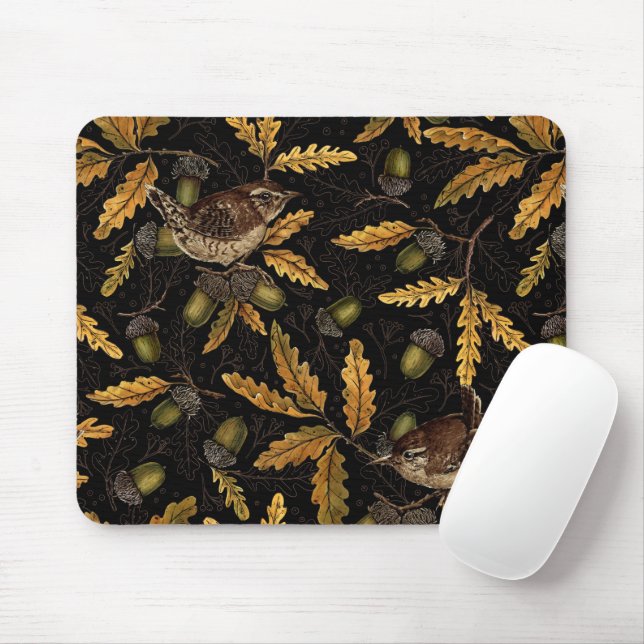 Mousepad Wrens e bolotas de preto (Com mouse)