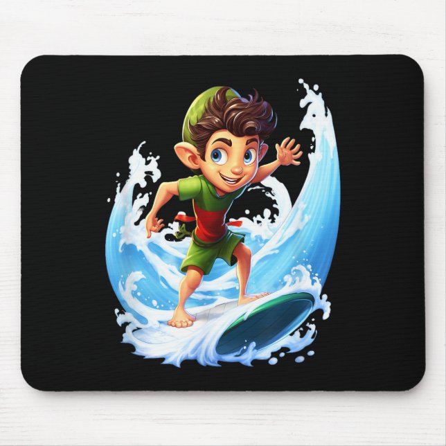 Mousepad X-mas Christmas Elf Riding Surfboard Surfboard  (Frente)