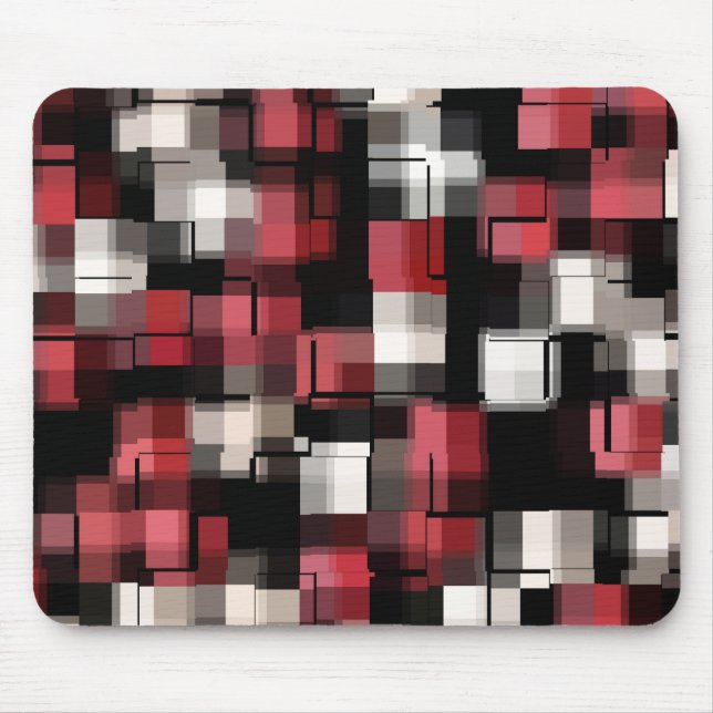 Mousepad Xadrez Abstrato Preta Maroon (Frente)
