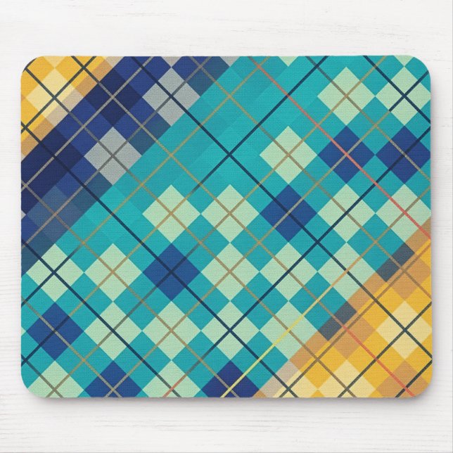 Mousepad Xadrez Argyll Azul e Amarelo Multicolorido (Frente)