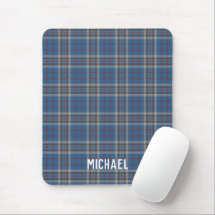Mousepad Xadrez Azul Cinza Rústico Plaid Thompson