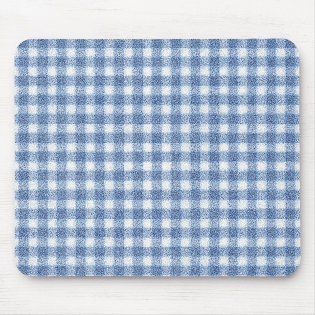 Mousepad Xadrez Azul e Branco Clássico (Frente)