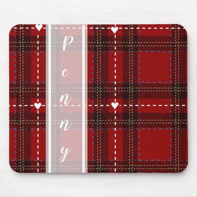 Mousepad Xadrez Coração Vermelho (Frente)