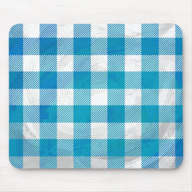 Mousepad Xadrez de búfalo azul e branco (Frente)