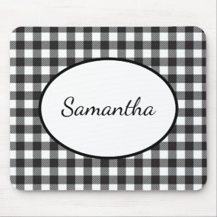 Mousepad Xadrez de Búfalo Preto e Branco Monogramado