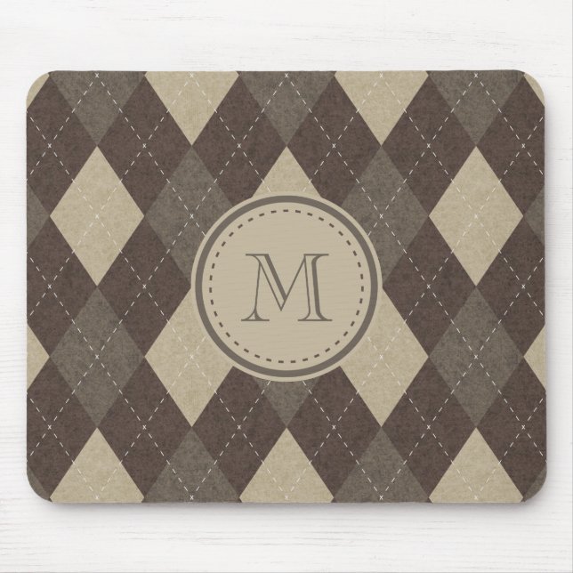 Mousepad Xadrez de Chocca Brown Argyle do Mocha com (Frente)