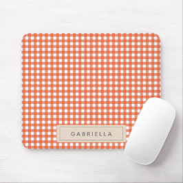 Mousepad Xadrez de Gingham Laranja-Cute Vintage Personaliza
