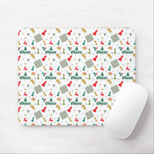 Mousepad Xadrez de Natal - Pedaços, Árvore, Holly, Reindeer