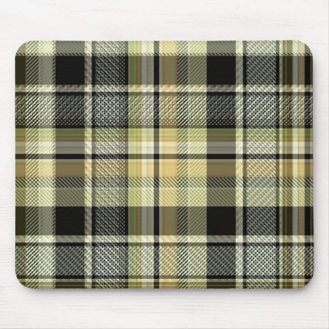 Mousepad Xadrez de tartan amarelo-marrom. (Frente)
