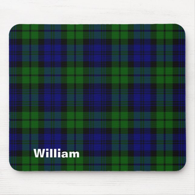 Mousepad Xadrez de Tartan preta tradicional do relógio (Frente)