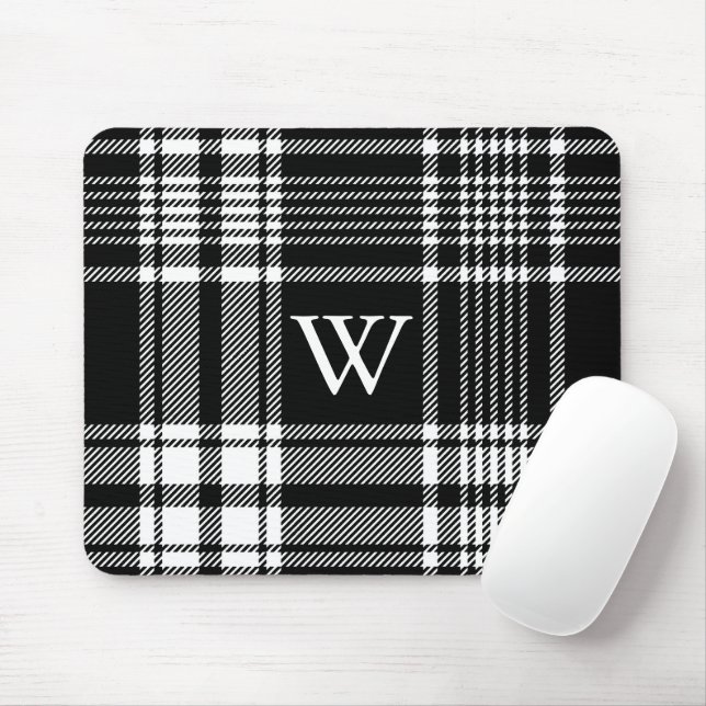 Mousepad Xadrez de Tartan Preto e Branco (Com mouse)