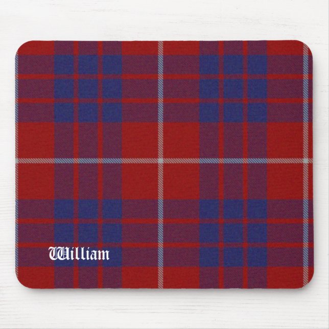 Mousepad Xadrez de Tartan vermelha, branca, & azul de (Frente)
