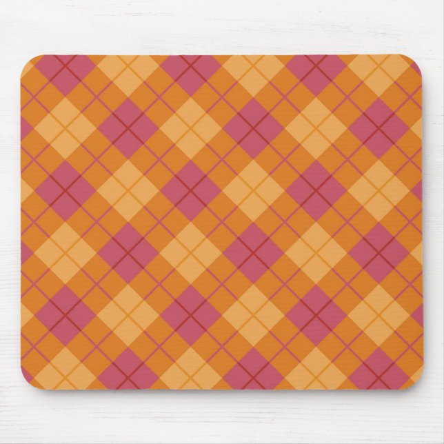 Mousepad Xadrez diagonal na laranja e no rosa (Frente)