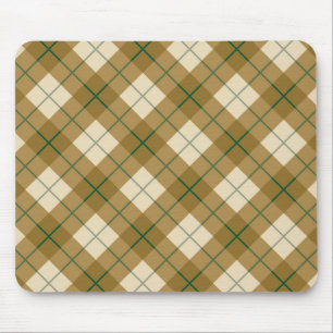 Mousepad Xadrez diagonal no ouro com listra verde
