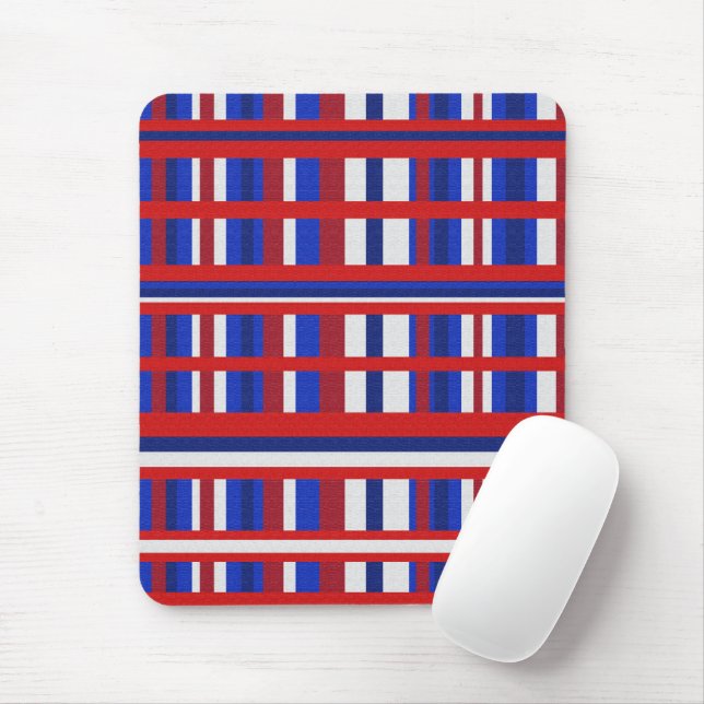 Mousepad Xadrez em vermelho, branco e azul (Com mouse)