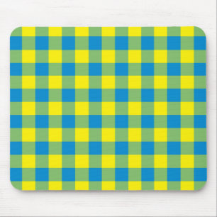 Mousepad Xadrez Escocês Azul Amarelo Verde