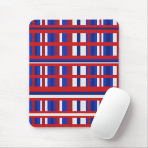 Mousepad Xadrez Escocês em Vermelho, Branco e Azul
