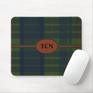 Mousepad Xadrez Escocês Verde e Azul Vermelho Monograma