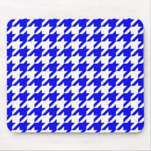 Mousepad Xadrez Houndstooth Azul Branco