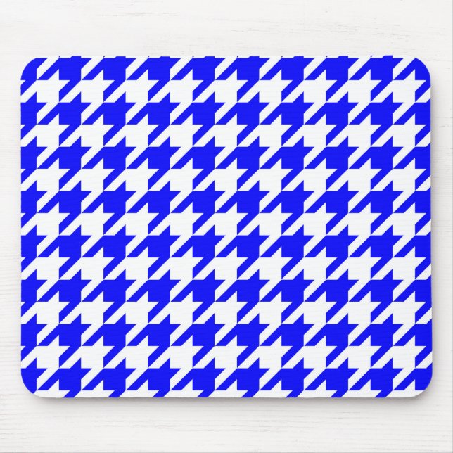 Mousepad Xadrez Houndstooth Azul Branco (Frente)