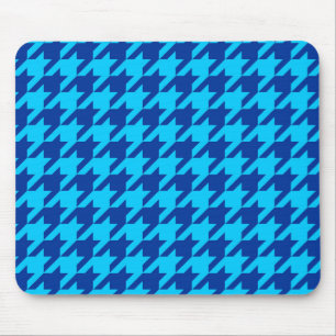 Mousepad Xadrez Houndstooth Azul Ciano Azul-Marinho