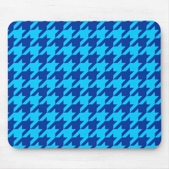 Mousepad Xadrez Houndstooth Azul Ciano Azul-Marinho  (Frente)