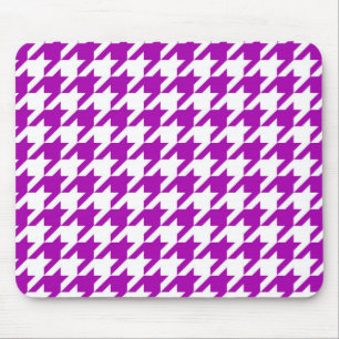 Mousepad Xadrez Houndstooth Branco Roxo