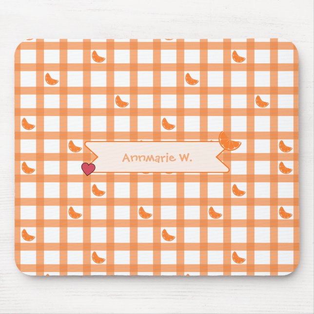 Mousepad Xadrez Laranja Fofo (Frente)
