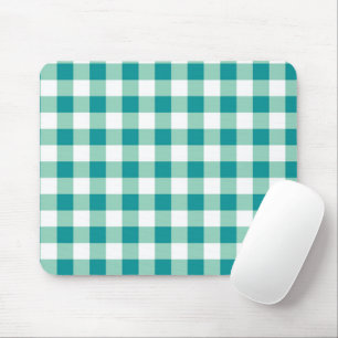 Mousepad Xadrez Moderno em Azul Turquesa e Branco