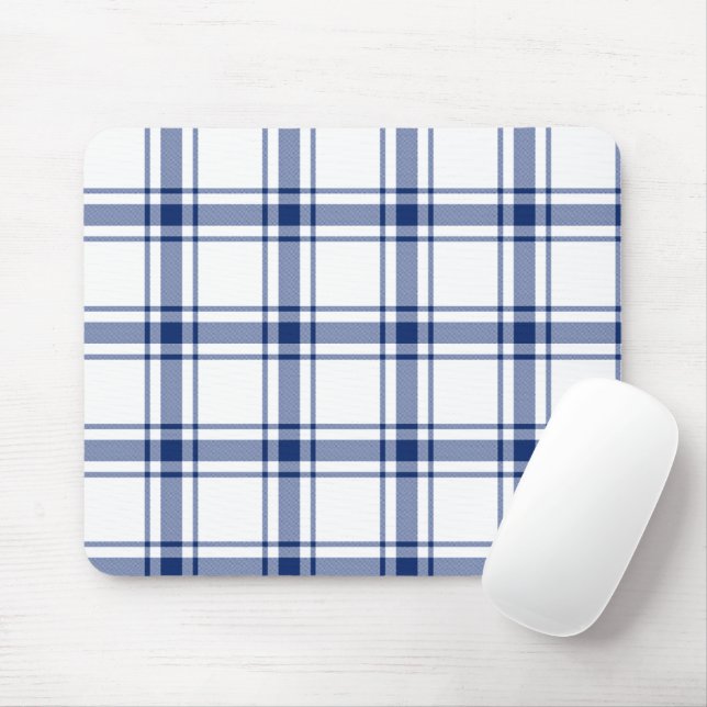 Mousepad Xadrez náutico azul e branco (Com mouse)